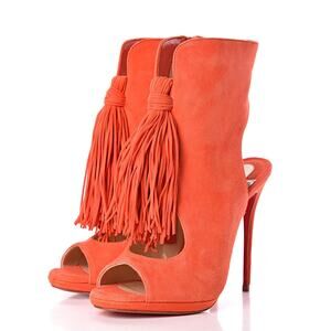 Christian Louboutin Vibrant Orange Tassel Booties